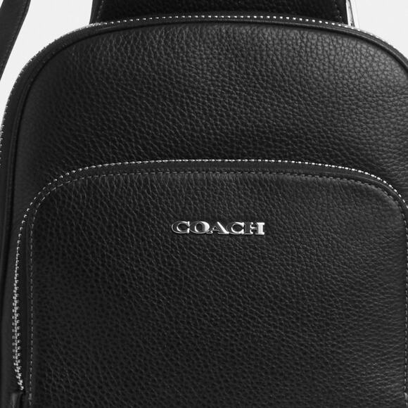 NWT Coach Ethan Pack CQ669 Crossbody Refined pebble leather BAG Silver Black - Picture 10 of 10